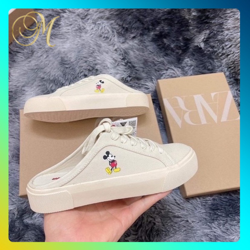 [ Tặng Box Bảo Vệ ] Giày Thể Thao Sneakers nữ, giày hở gót, sục mickey vải canvas in chuột mickey | BigBuy360 - bigbuy360.vn