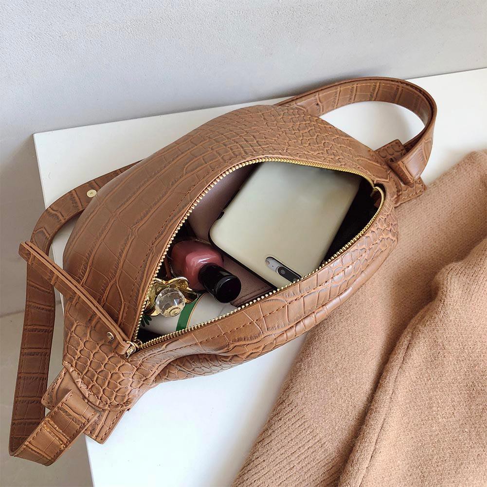 Túi đeo hông chất liệu da cá sấu màu trơn thời trang | BigBuy360 - bigbuy360.vn