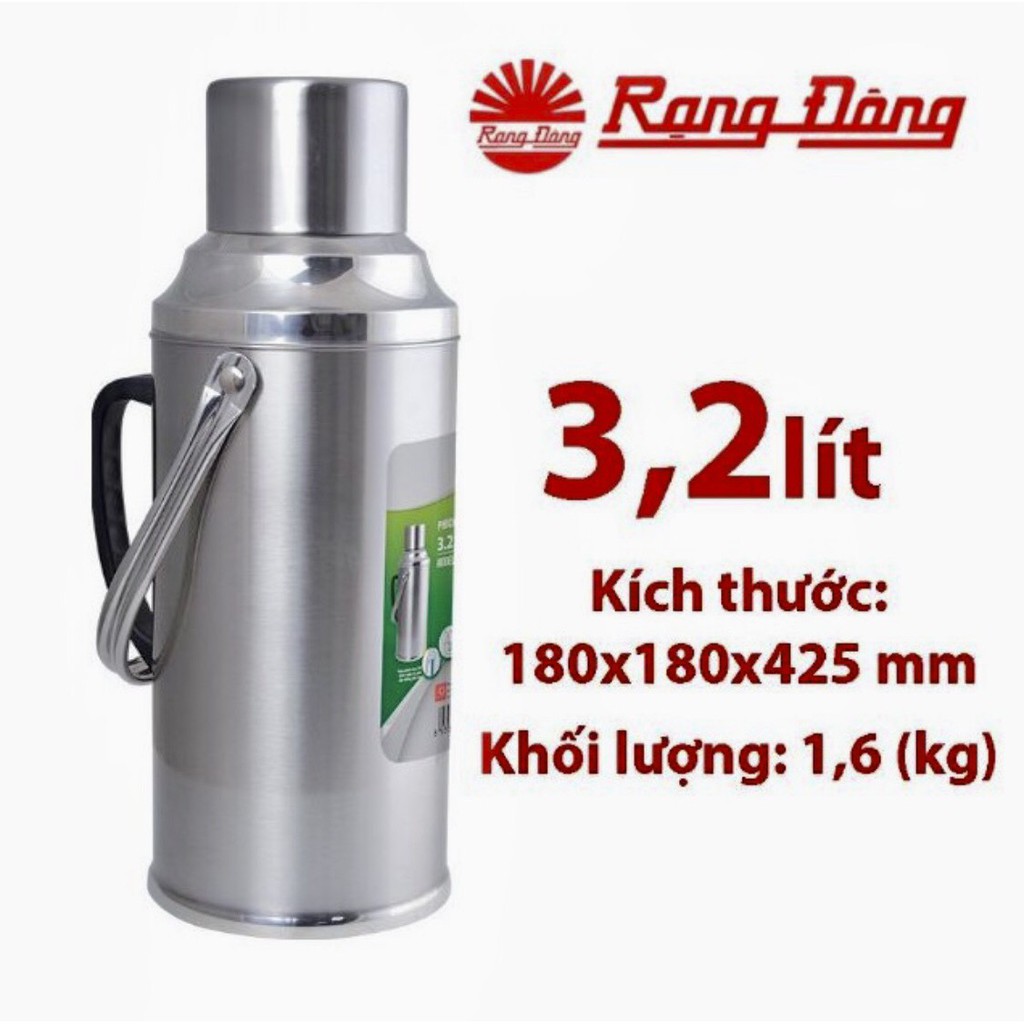 Phích INOX đựng nước nóng giữ nhiệt Rạng Đông 3,2 lít - RD3240 ST1