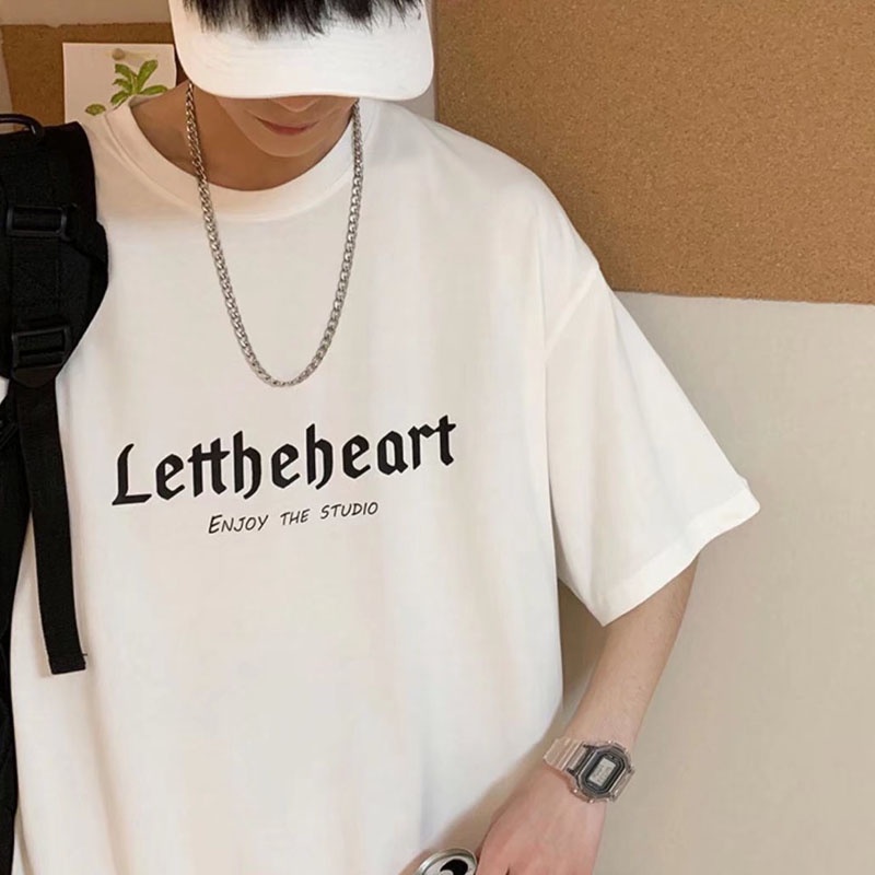 Áo Thun Cotton Tay Ngắn Dáng Rộng Màu Xanh Dương Trơn Thời Trang Mùa Hè Cho Nam Size M-8XL