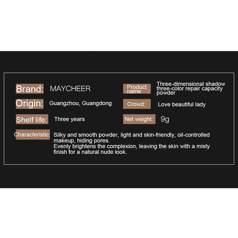 [Hàng mới về] Hộp phấn tạo khối 3 màu cho gương mặt thon gọn tự nhiên | BigBuy360 - bigbuy360.vn