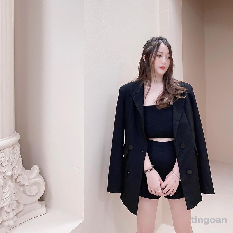 Áo blazer 4 cúc đen tingoan LOVE SPELL BLAZER/BL | BigBuy360 - bigbuy360.vn