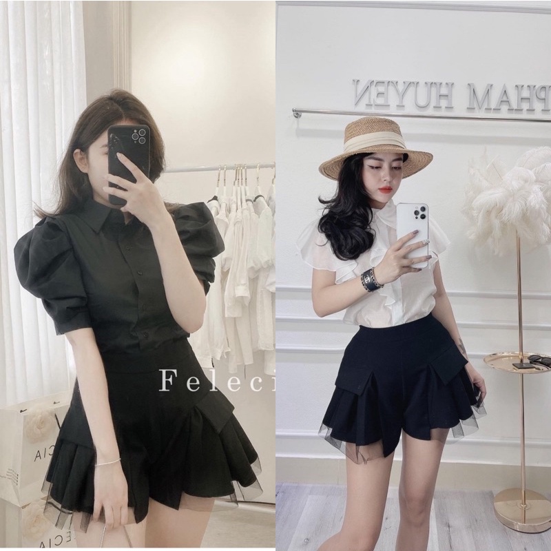 Quần sooc giả váy pha chân ren hàng chuẩn tag mác