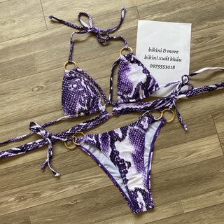 [BKN1268] <ÂU> SET BIKINI DA RẮN TÍM MIX KHUY TRÒN