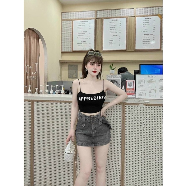 ÁO 2 DÂY CHỮ CÓ ĐỆM DÁNG NGẮN TÔN VÒNG 1 MS80157