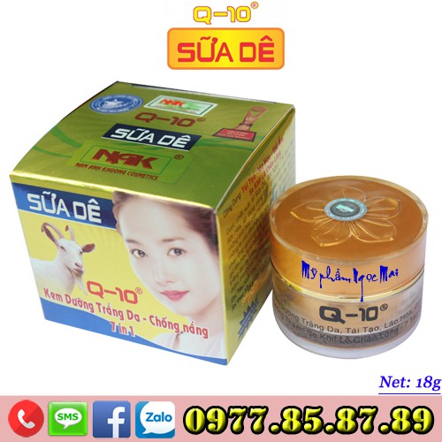 Kem Dưỡng Trắng Da - Chống Nắng 7 in 1 Q-10 Sữa Dê (18g)