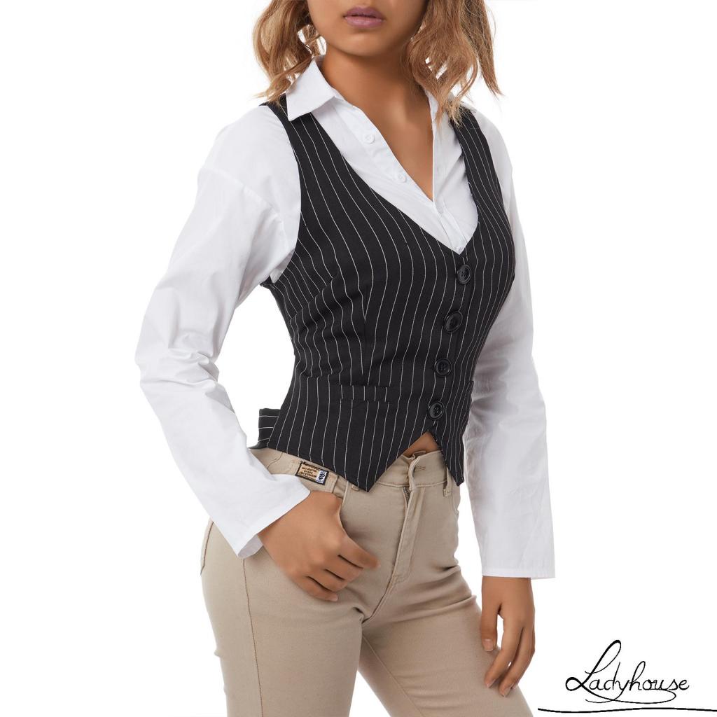 Ld Áo Khoác Ghi Lê Không Tay Cổ Chữ V Sọc Màu Trơn Cho Mùa Hè S/M/L/XL/XXL