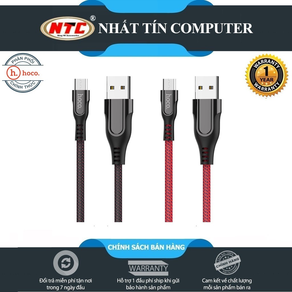 Cáp và truyền dữ liệu cổng microUSB Hoco U54 2.4A dài 1.2A (hỗ trợ QC3.0 và có đèn báo sạc)