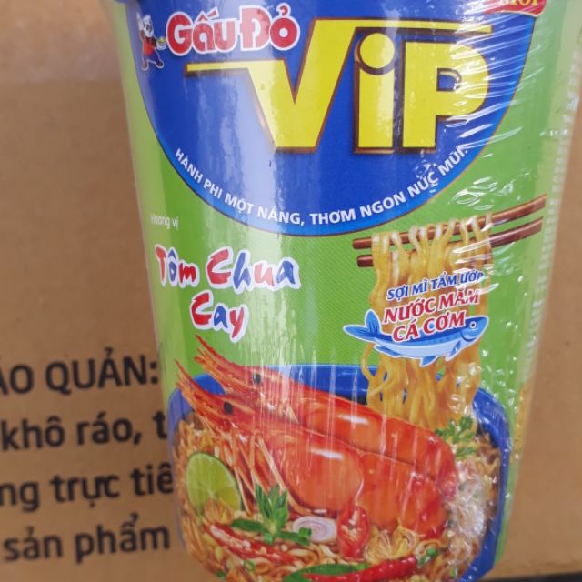 10 Ly Mì Gấu Đỏ Vip Tôm Chua Cay ( 65 G ) 04 gói gia vị Ngon đúng chuẩn khi ở nhà