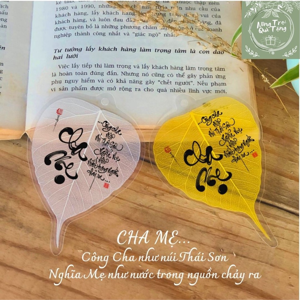 Lá Bồ Đề chữ thư pháp - Công ơn Cha Mẹ , Quà Tặng Ý Nghĩa Cho Bạn Bè Người Thân - Để Ốp ĐT - TFL
