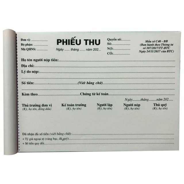 Phiếu Thu 2 Liên A5 Carbon Đẹp 60 tờ - Giấy Trắng Dày Đẹp Có Đường Rãnh Xé