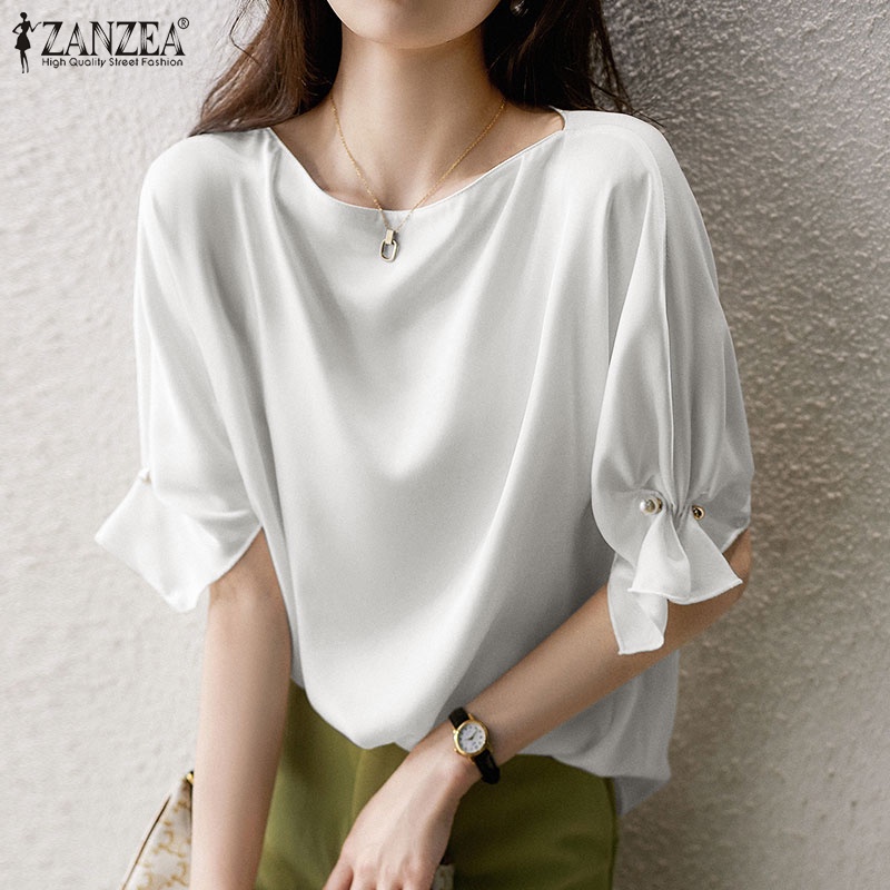 Zanzea Áo Kiểu Tay Phồng Cổ Tròn Thời Trang Cho Nữ