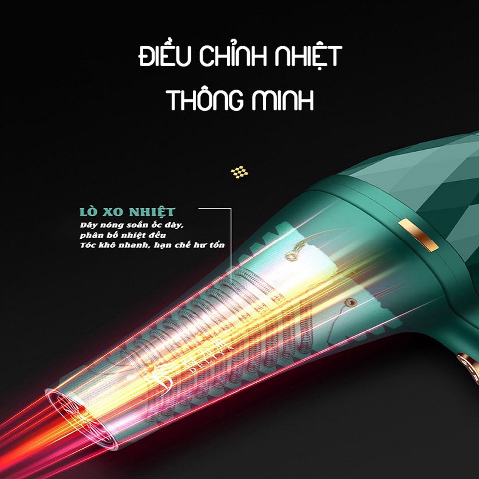 Máy Sấy Tóc DELIYA 2300 Chính Hãng Phiên Bản Màu Nhám Giới Hạn, Công Suất Cao, Không Hư Tóc + Tặng 5 Phụ Kiện