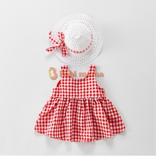 Váy Bé Gái Dáng Xòe Kẻ Caro 3 màu + Kèm Nón Duyên Dáng V23-2021