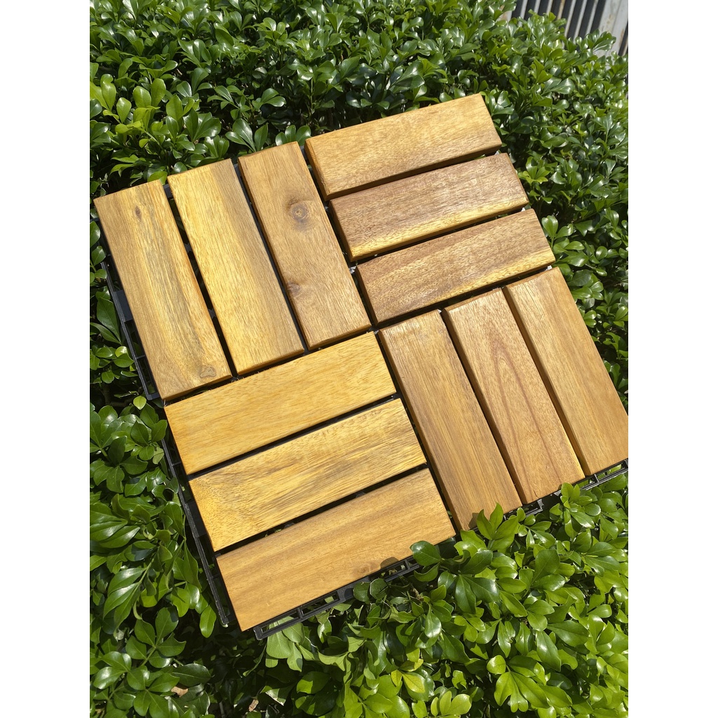 Sàn gỗ lót ban công ngoài trời 12 nan 30x30cm loại 2 - Tấm Thảm Gỗ Vỉ Nhựa Lỗ Ghép Lót Sàn Kháng Khuẩn Chống Trơn Trượt