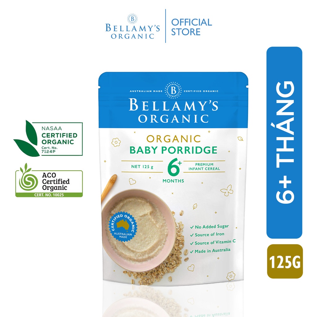Bột Dinh Dưỡng Ăn Dặm: Yến Mạch và Gạo Bellamy's Organic