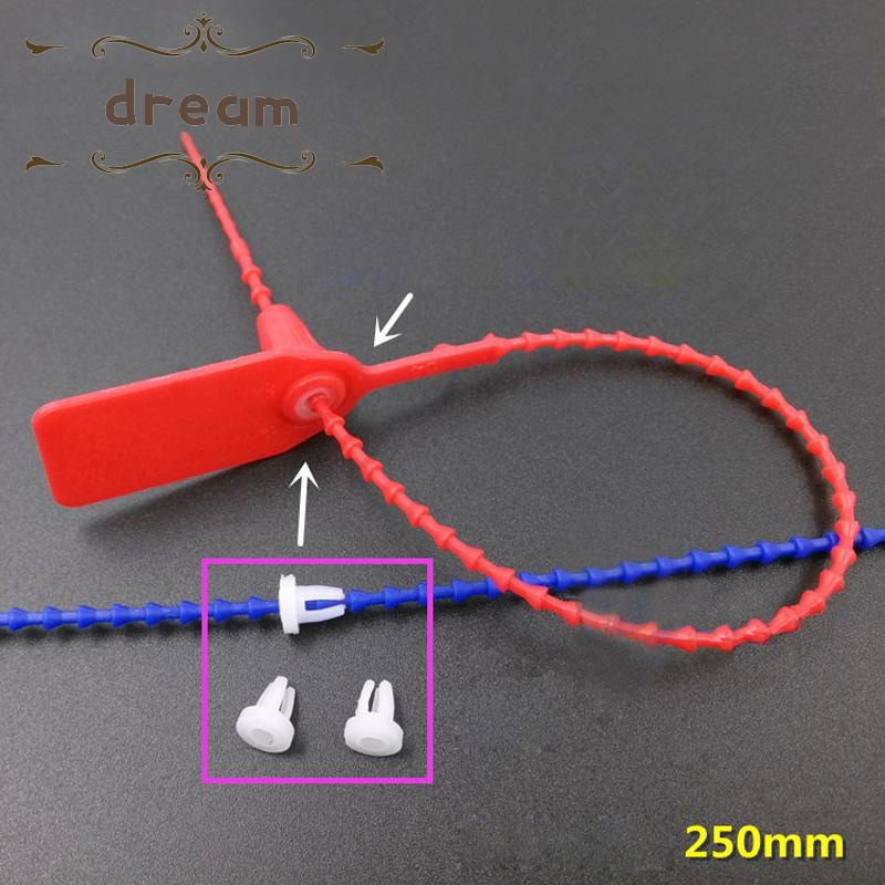 【DREAMLIFE】100 X 25 Cm Plastic Safety Label Pull Cord Tamper-Proof Seal Disposable Lead Signage Cable Tie