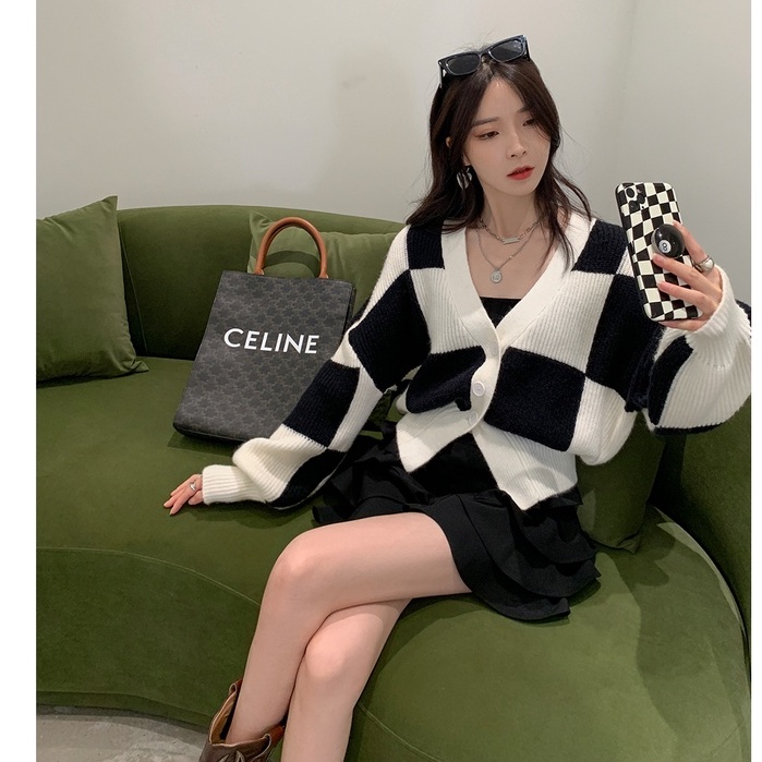 Xiaozhainv Áo khoác cardigan tay dài cổ chữ V dáng rộng phong cách Hàn Quốc xinh xắn cho nữ | BigBuy360 - bigbuy360.vn