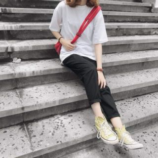 Set basic kaki pants & oversize tee