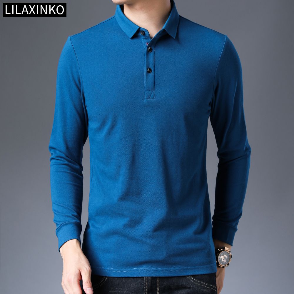 Áo Thun Polo Tay Dài Vải Cotton 3 Màu Thời Trang Thu Đông Cho Nam