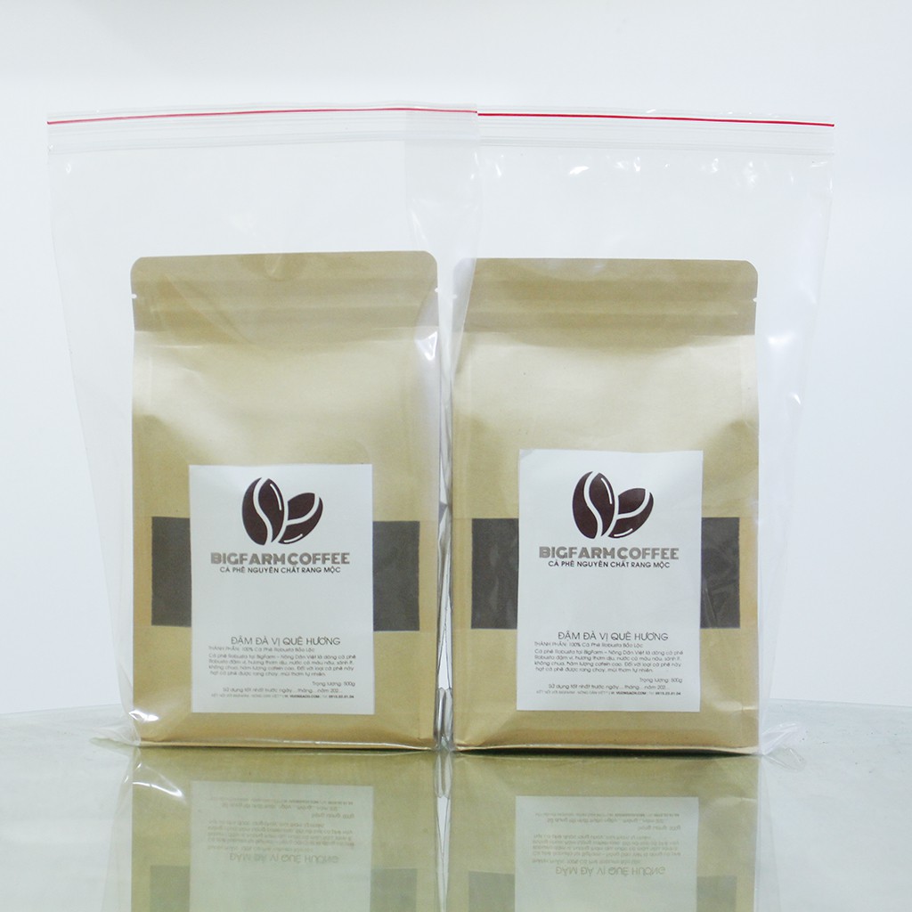 Cà phê robusta mộc BigFarm Coffee rang xay nguyên chất 100% giống ngon nhất , rang vừa, Dạng bột dùng pha phin 1 Kg