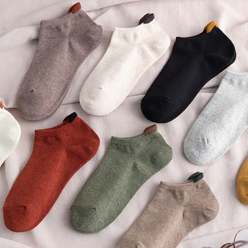 1 Đôi Vớ cotton Cổ Thấp Màu Sắc Đơn Giản Thời Trang Cho Nữ