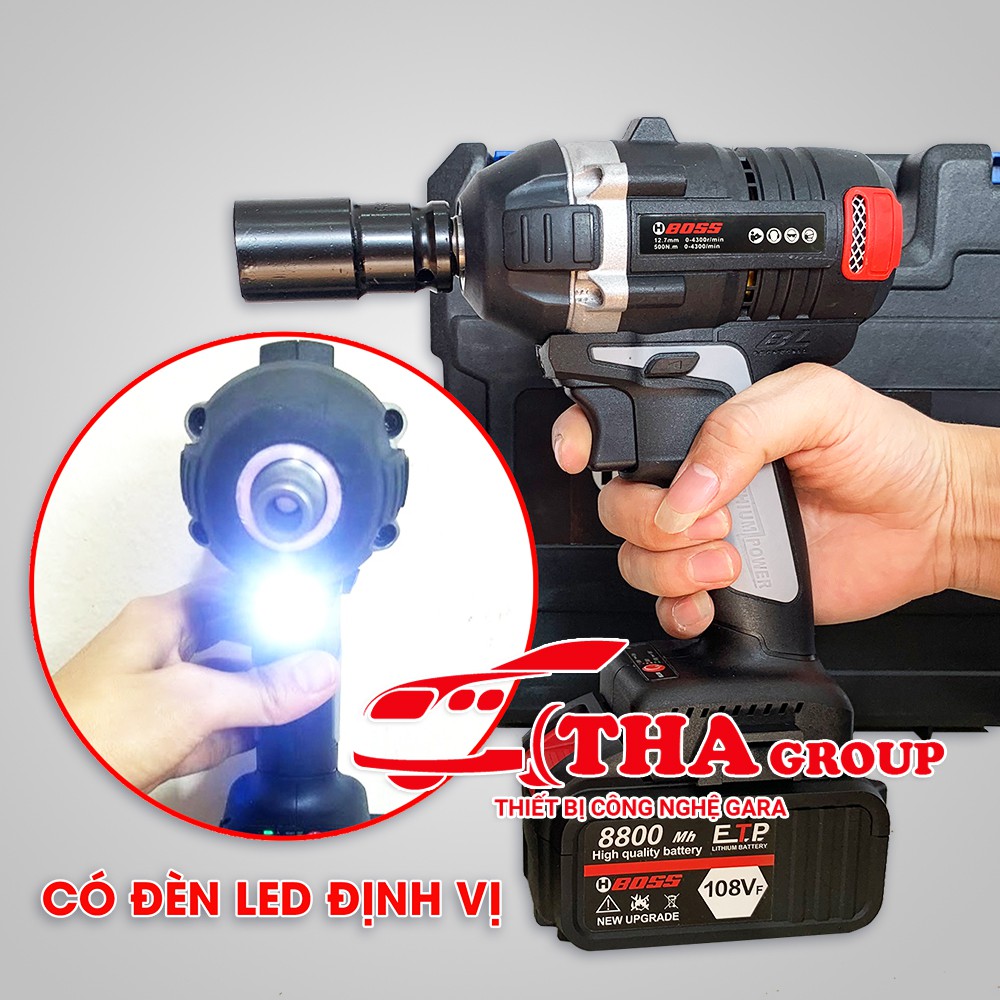 Súng Bắn Ốc Pin BOSS Không Chổi Than Lực Xiết 500Nm