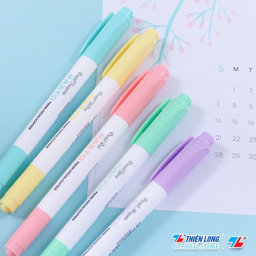 Bút dạ quang màu Pastel Thiên Long Pazto HL-016 - Rửa được - Không để lại vết khi Photocopy