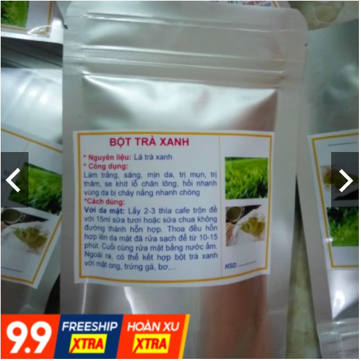 100g bột trà xanh nguyên chất xanh sạch đắp mặt trắng da