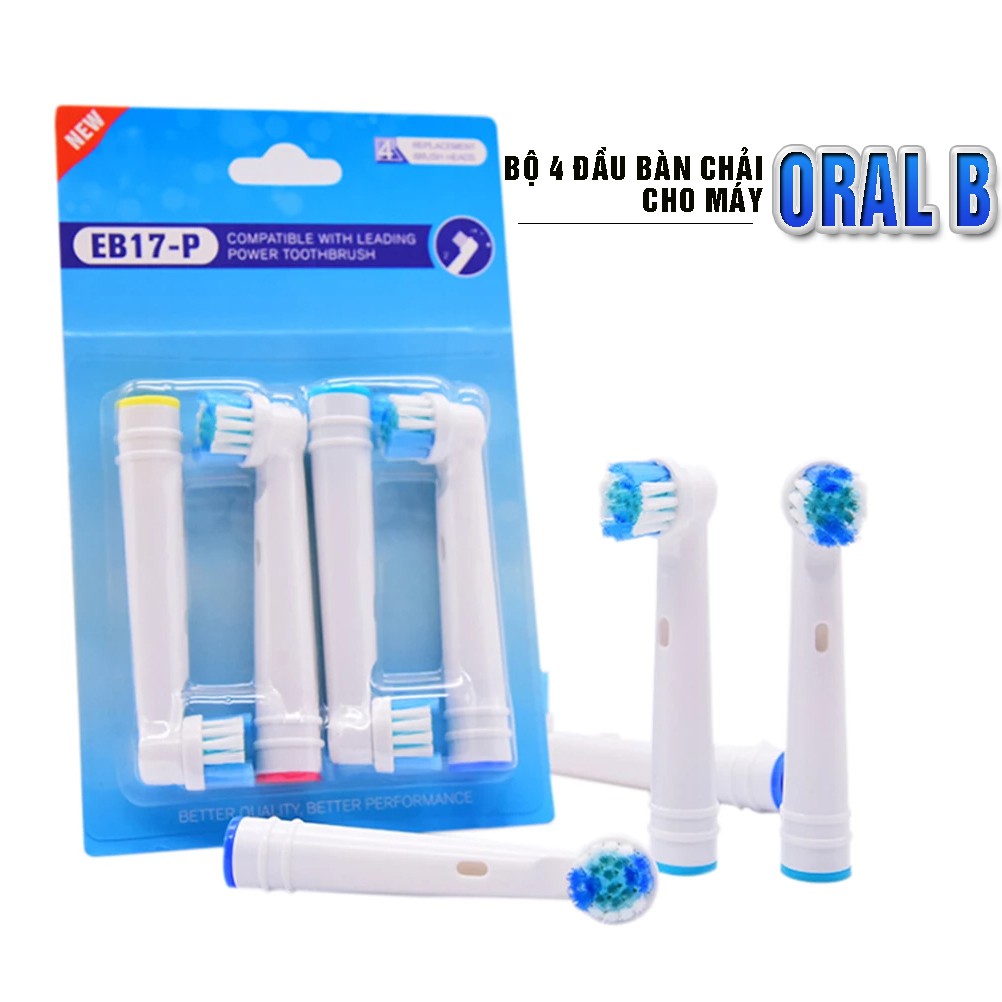 Set Bộ 4 đầu bàn chải đánh răng điện cho máy Oral B Braun EB, bàn chải lông mềm Minh House