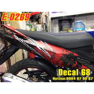 Tem Trùm Xe Exciter 135 Cá Mập Đỏ Đen - E-0269