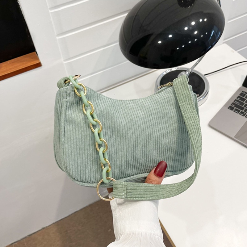 Yoioi Túi Xách Đeo Dưới Cánh Tay Bằng Vải Nhung Kẻ Sọc Cổ Điển Cho Công Sở