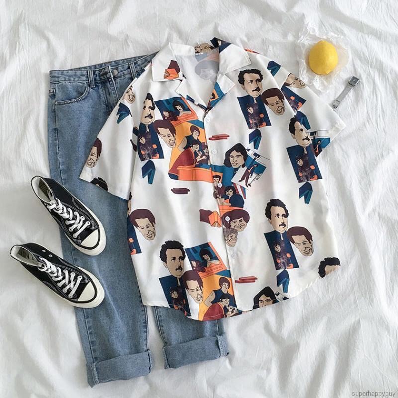 Áo sơ mi nam ngắn tay form rộng họa tiết nổi bật | BigBuy360 - bigbuy360.vn