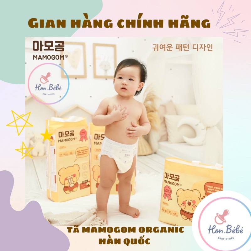 Bỉm Tã dán/quần Mamogom Organic an toàn cho bé đủ size từ S 62 miếng đến XXL 38 miếng