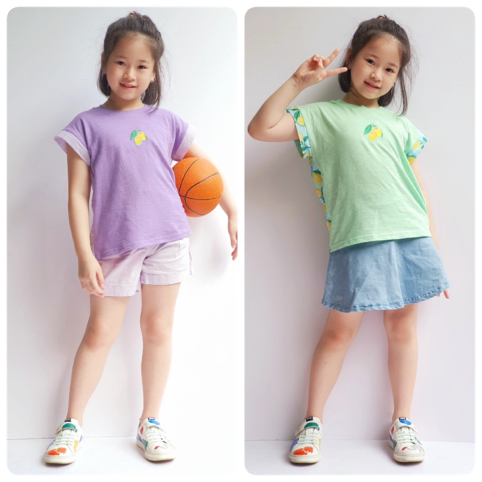 Áo thun Toto Heros cotton phối vải xanh/tím BG