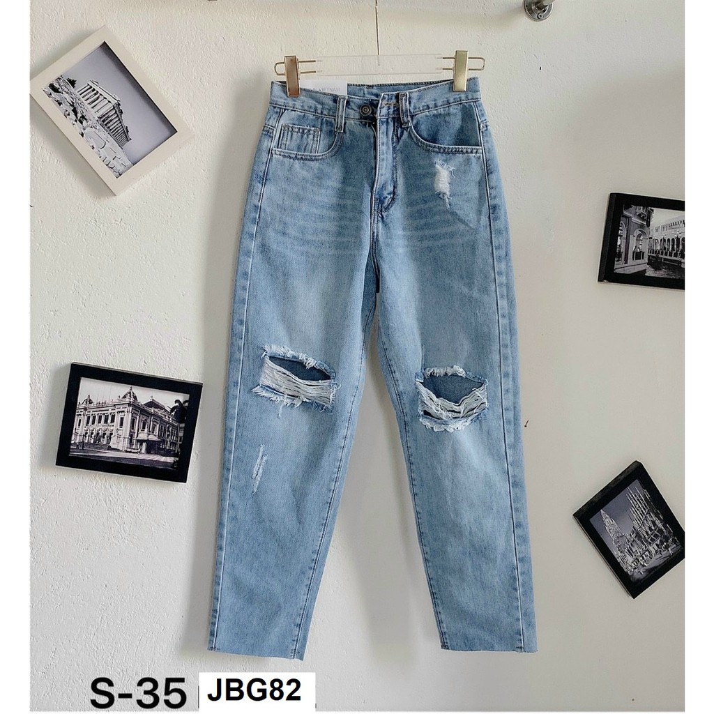 Quần jean baggy rách gối bigsize VNXK JBG82