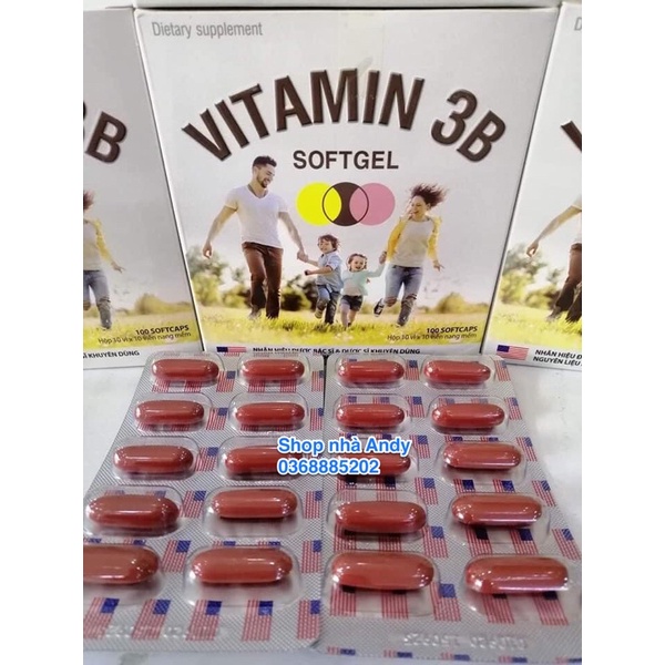 Viên uống Vitamin 3B B1-B6-B12 (hộp 100 viên) 3B softgel