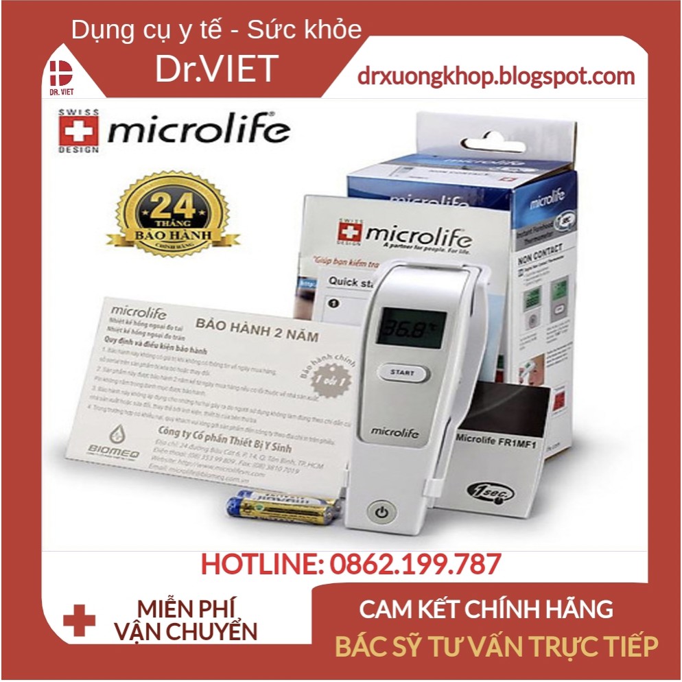 Nhiệt kế điện tử đo trán đa chức năng MICROLIFE FR1MF1 - Chính hãng Thụy Sĩ- Bảo hành 2 năm-Thiết kế nhỏ gọn