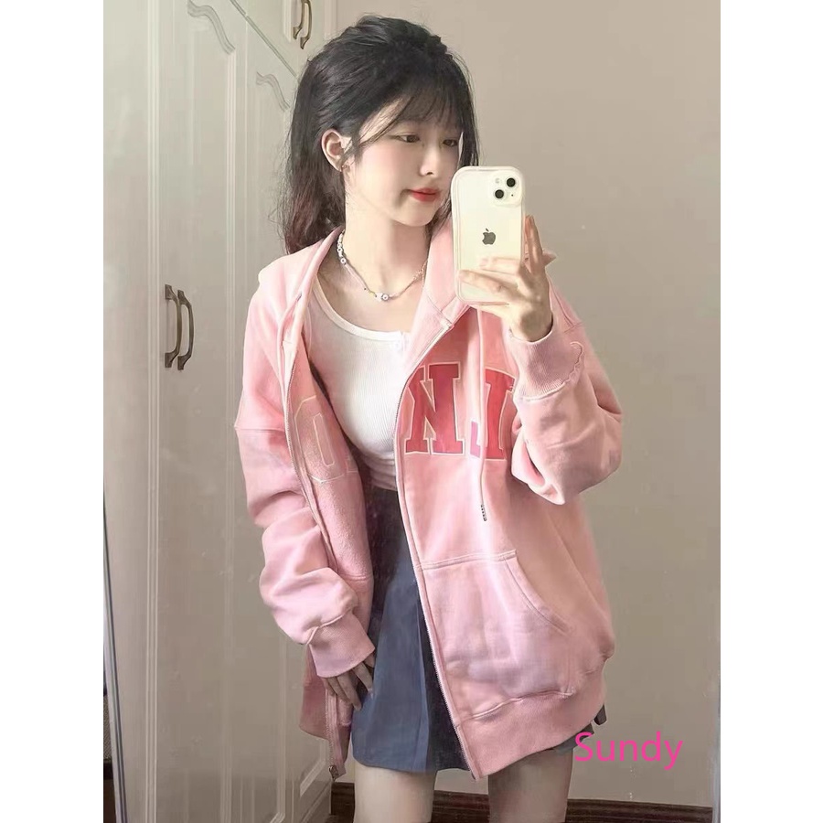 Áo Hoodie Tay Dài Dáng Rộng In Chữ Plus Size Phong Cách Hip Hop Hàn Quốc Thời Trang Xuân Thu Dành Cho Bạn Gái