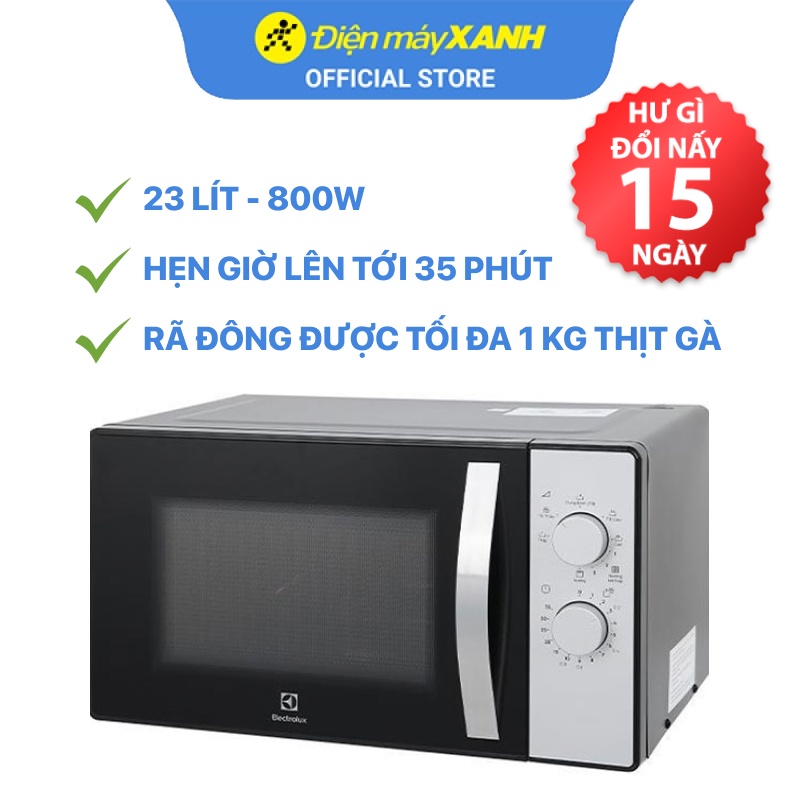 [Mã ELHADEV giảm 4% đơn 300K] Lò vi sóng Electrolux EMG23K38GB 23 lít 800 W - Chính hãng BH 2 năm