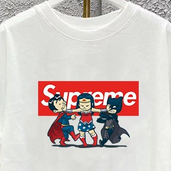 Áo Thun Trắng Unisex Cho Nam Nữ Supreme Batman Superwoman Superman