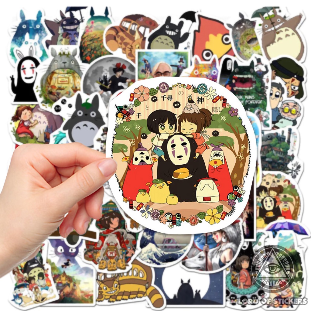 Set 50 Miếng Dán Hoạt Hình Dễ Thương Vô Diện Totoro Cute Ghibli Sticker Anime Manga Trang Trí Mũ Bảo Hiểm, Laptop, Sổ