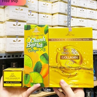 ✅ combo kem face đông anh collagen x3 luxury + tẩy tế bào colagen x3 + mặt nạ mỹ phẩm đông anh