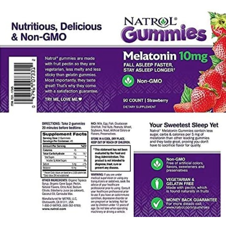 KẸO NATROL MELATONIN 10mg KẸO HỖ TRỢ GIẤC NGỦ NGON NHẬP KHẨU MỸ