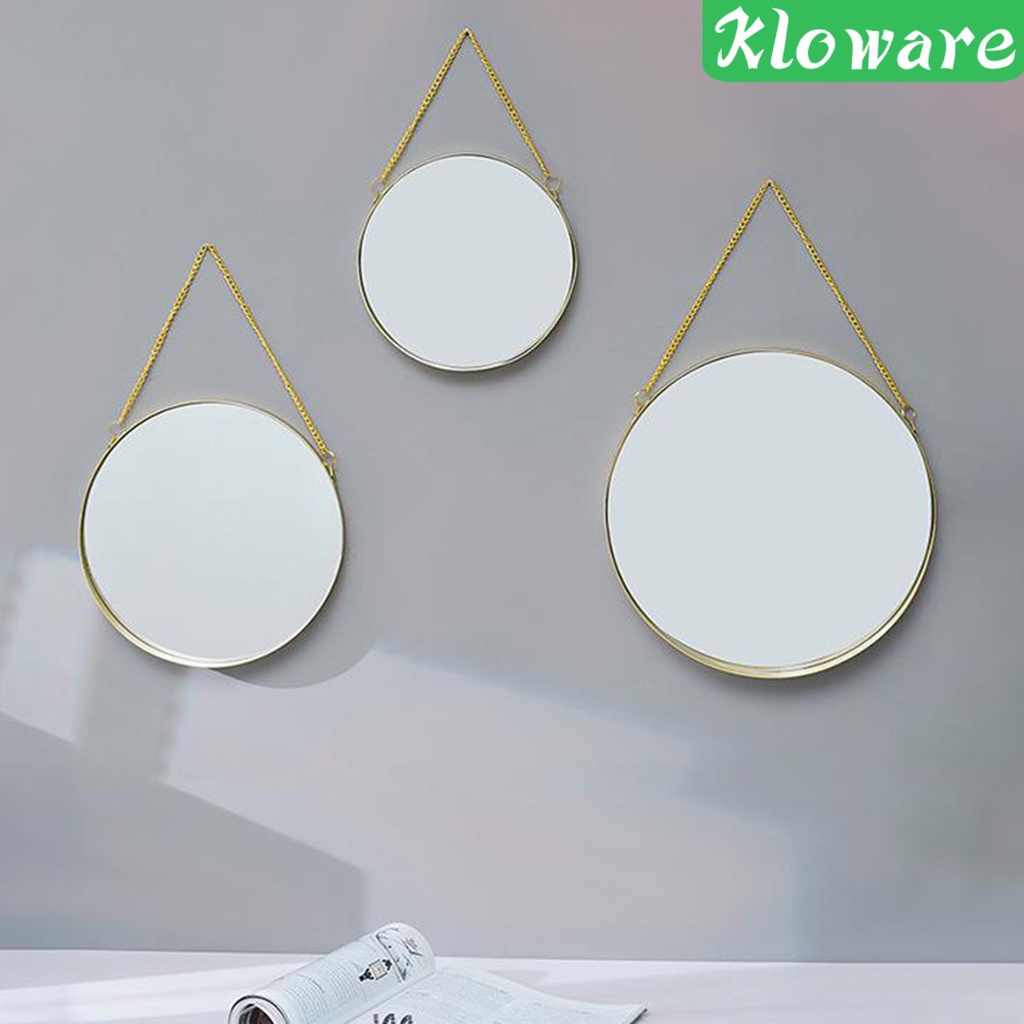 [Kloware] Gương Tròn Gắn Tường Trang Điểm Trang Trí Phòng / Trang Điểm Khung Màu Vàng