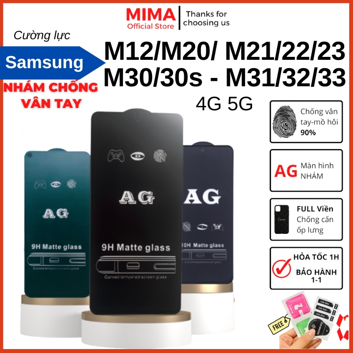 Kính cường lực Chống Vân Tay Nhám Samsung M12 M20 M21 M22 M30 M30s M31 M32 M33 Full màn chống xước vân tay
