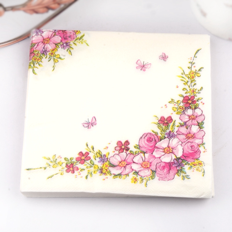 Gói 20 Khăn Ăn In Hoa Xinh Xắn