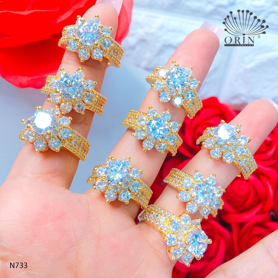Nhẫn nữ hoa đính đá thiết kế cao cấp Orin N733