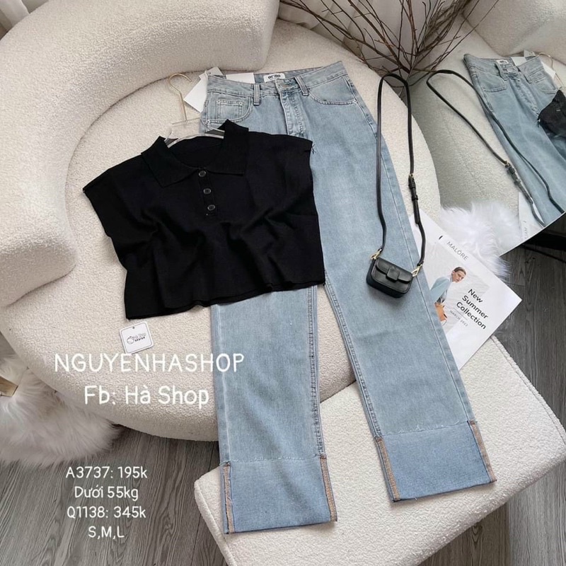 Áo len mỏng cổ đức vai hến form rộng, Áo kiểu cánh dơi tay cộc AL6575 - NhiNhi Shop