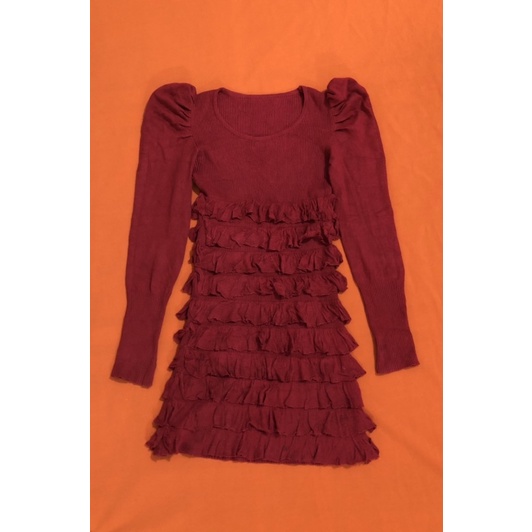 Đầm Body Len Tăm Màu Đỏ Đô